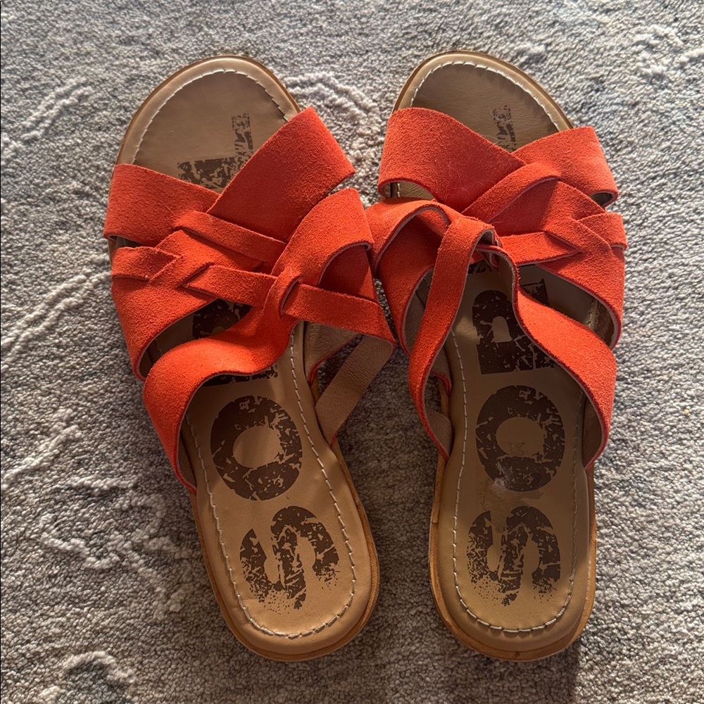 Sorel Bright Orange Suede Sandals